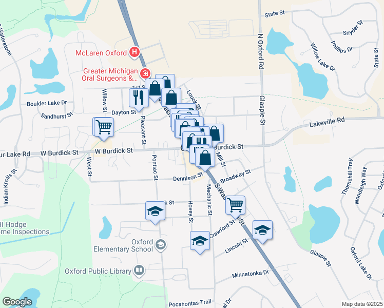 map of restaurants, bars, coffee shops, grocery stores, and more near in Oxford