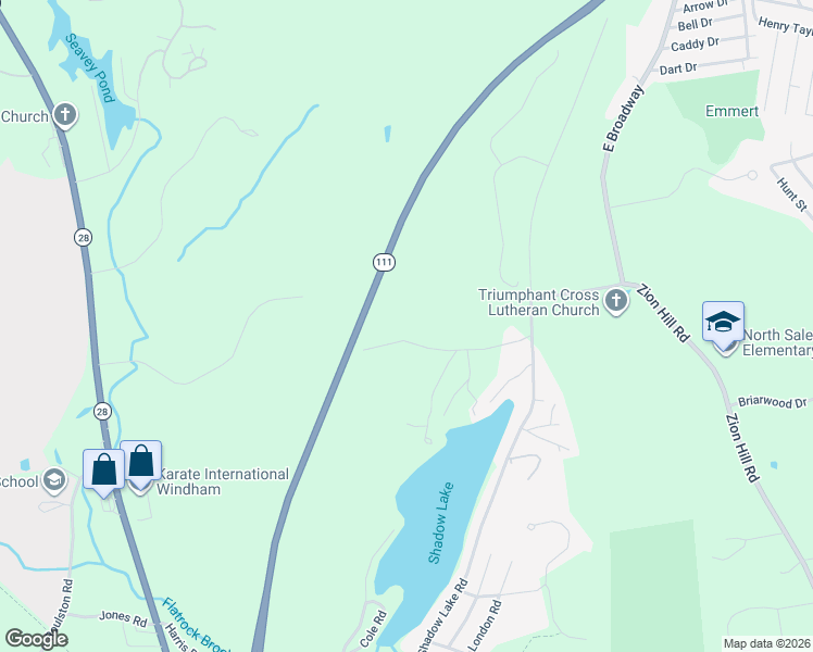 map of restaurants, bars, coffee shops, grocery stores, and more near Highway 111 in Windham