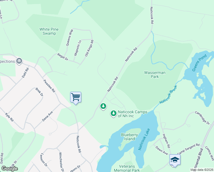 map of restaurants, bars, coffee shops, grocery stores, and more near 2 Wasserman Heights in Merrimack