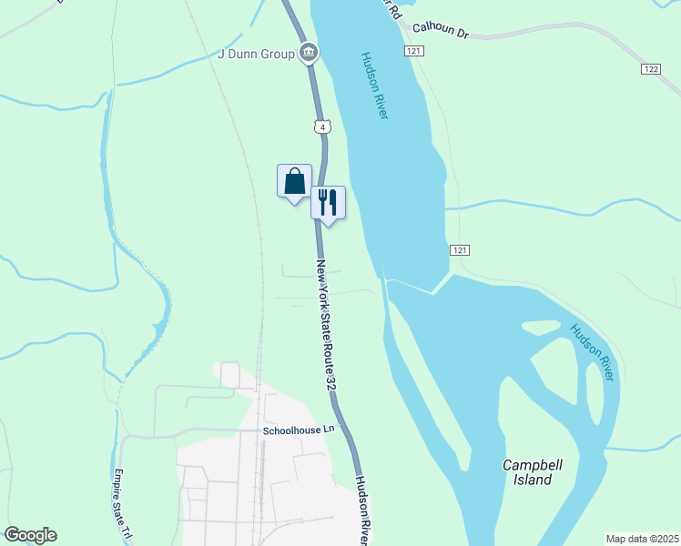 map of restaurants, bars, coffee shops, grocery stores, and more near 383 Hudson River Road in Waterford