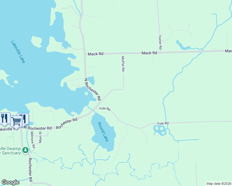 map of restaurants, bars, coffee shops, grocery stores, and more near 1730 Moffat Road in Leonard