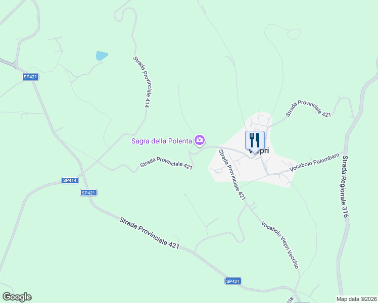 map of restaurants, bars, coffee shops, grocery stores, and more near 88 Strada Provinciale 421 in Provincia di Perugia