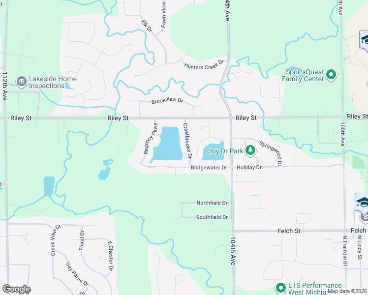 map of restaurants, bars, coffee shops, grocery stores, and more near 3099 Crestbrooke Drive in Zeeland