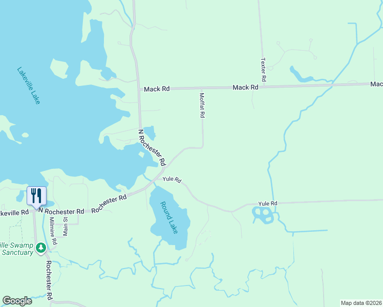 map of restaurants, bars, coffee shops, grocery stores, and more near 1730 Moffat Road in Leonard