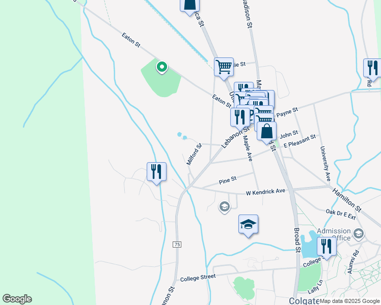 map of restaurants, bars, coffee shops, grocery stores, and more near 32 Milford St in Hamilton