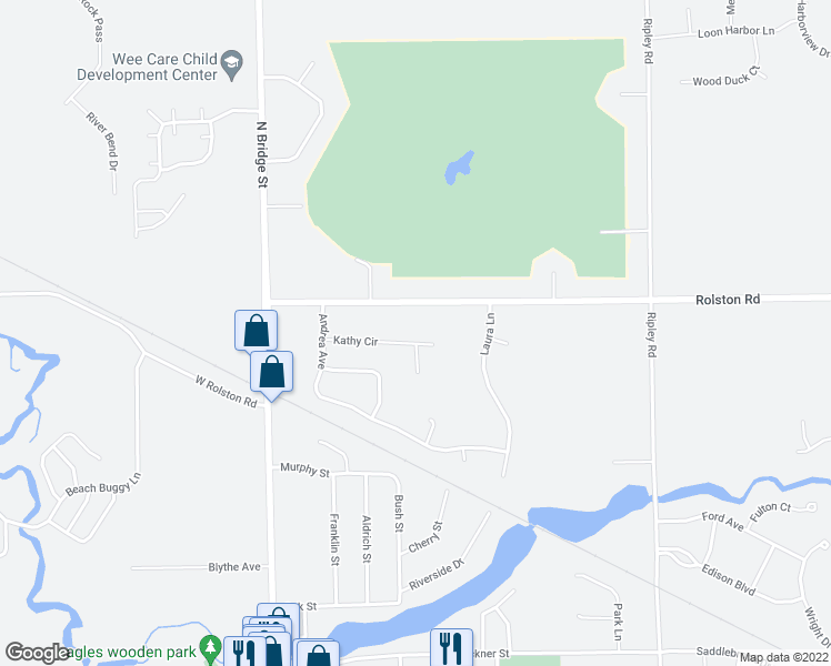 map of restaurants, bars, coffee shops, grocery stores, and more near 201 Kathy Circle in Linden