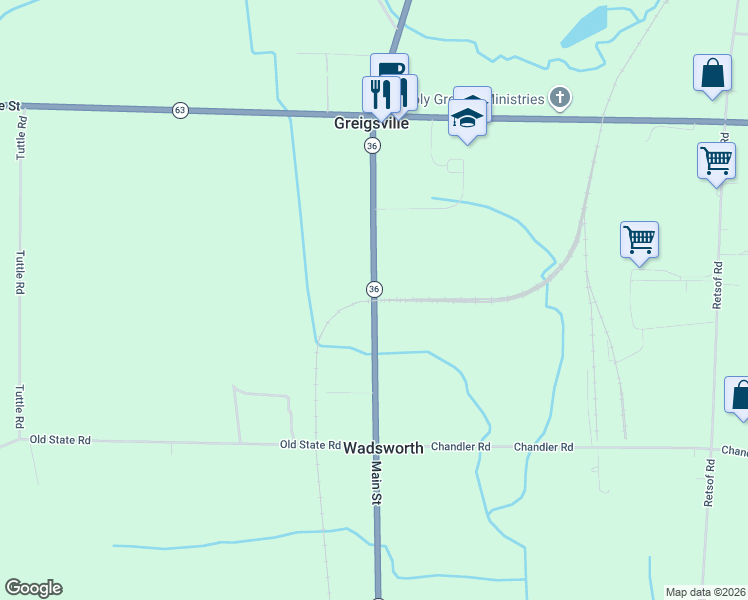 map of restaurants, bars, coffee shops, grocery stores, and more near 3827 Main Street in Piffard