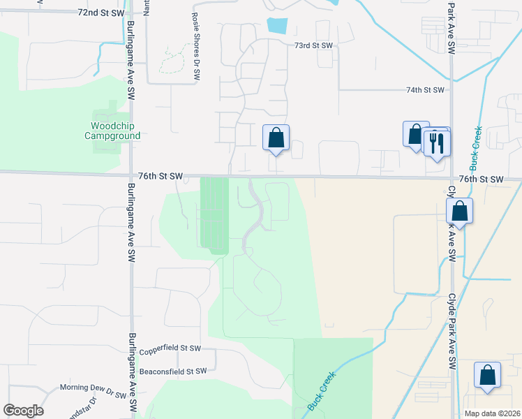 map of restaurants, bars, coffee shops, grocery stores, and more near 7653 Sofia Drive Southwest in Byron Center