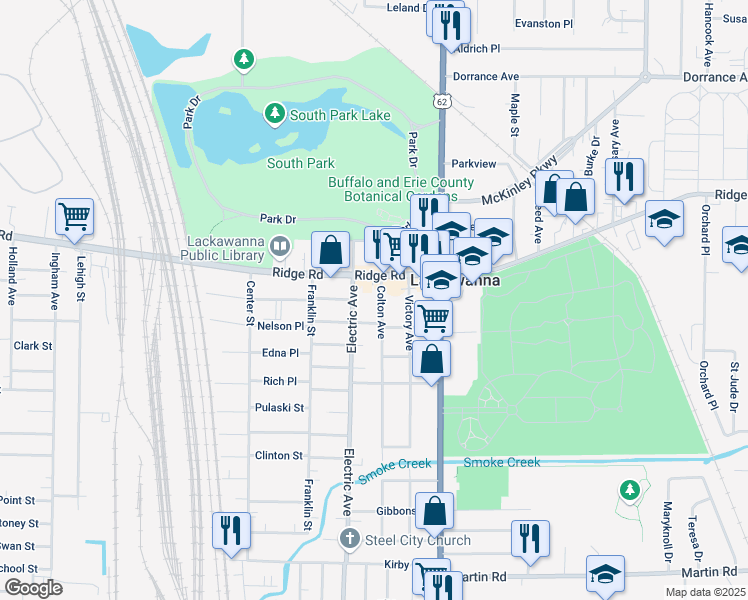 map of restaurants, bars, coffee shops, grocery stores, and more near 23 Colton Avenue in Buffalo