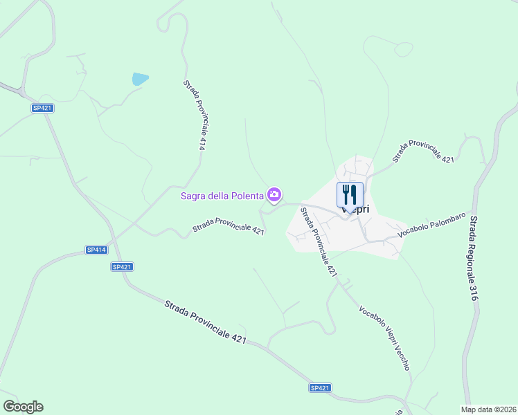 map of restaurants, bars, coffee shops, grocery stores, and more near 88 SP421 in Provincia di Perugia