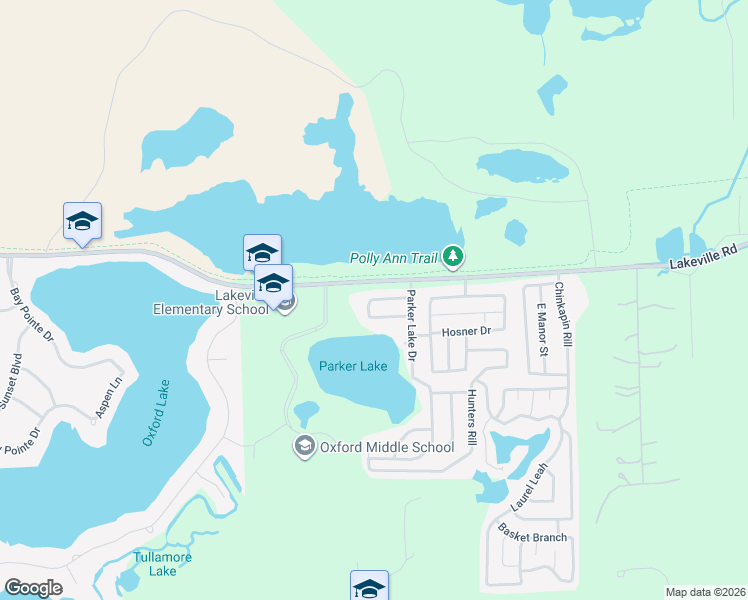 map of restaurants, bars, coffee shops, grocery stores, and more near 207-299 Lakeshore Cir in Oxford Charter Township