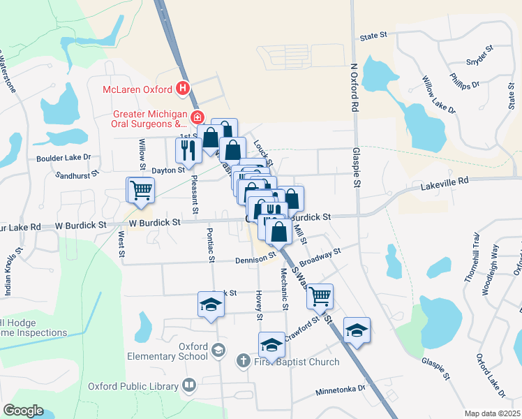 map of restaurants, bars, coffee shops, grocery stores, and more near in Oxford