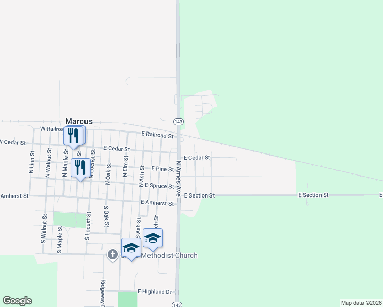 map of restaurants, bars, coffee shops, grocery stores, and more near 700-748 E Cedar St in Marcus