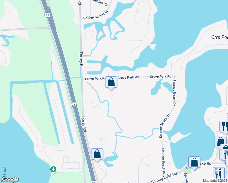 map of restaurants, bars, coffee shops, grocery stores, and more near 14066 Woodview Drive in Fenton