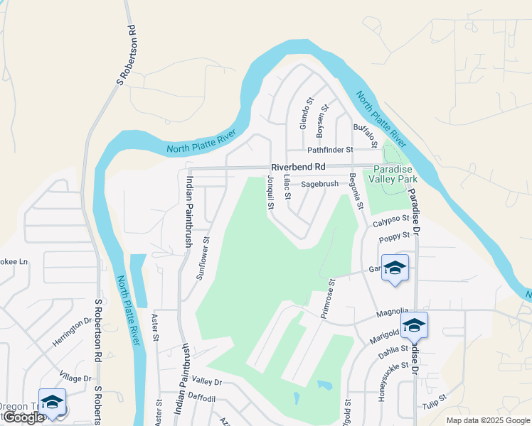 map of restaurants, bars, coffee shops, grocery stores, and more near 43 Jonquil Street in Casper