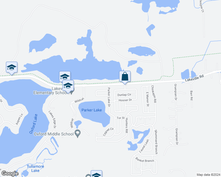 map of restaurants, bars, coffee shops, grocery stores, and more near 1940 Lakeville Road in Oakland County