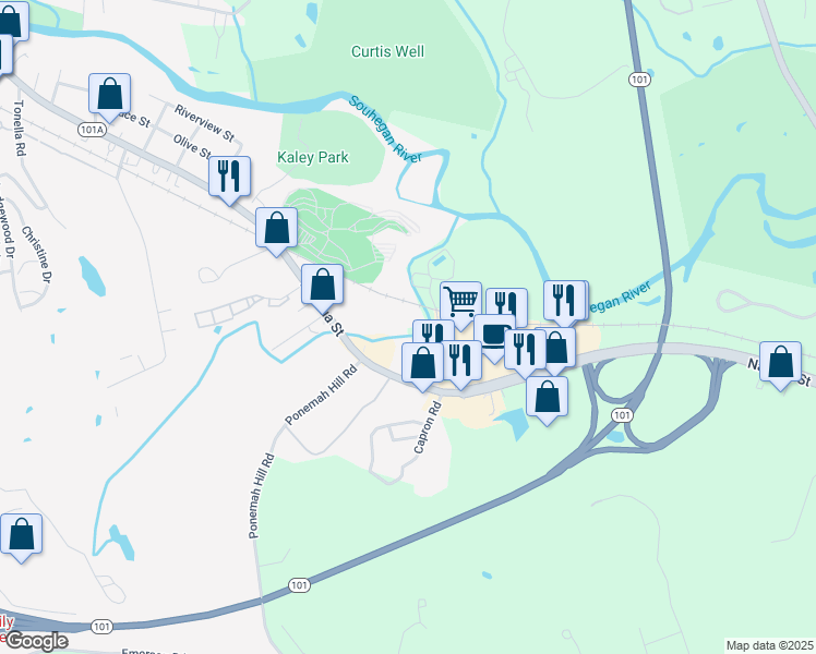 map of restaurants, bars, coffee shops, grocery stores, and more near in Milford