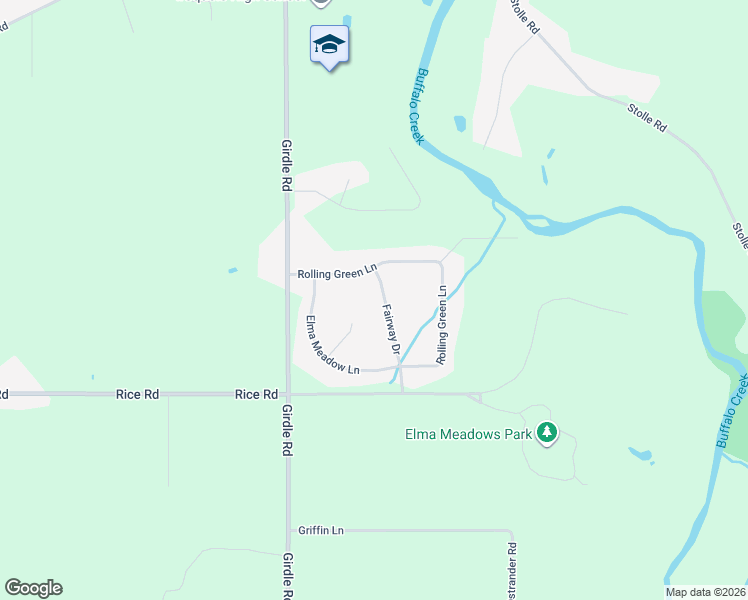 map of restaurants, bars, coffee shops, grocery stores, and more near 44 Fairway Drive in Erie County
