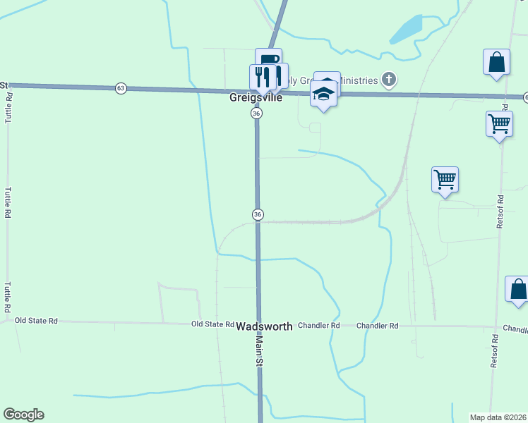 map of restaurants, bars, coffee shops, grocery stores, and more near 3827 Main Street in Piffard