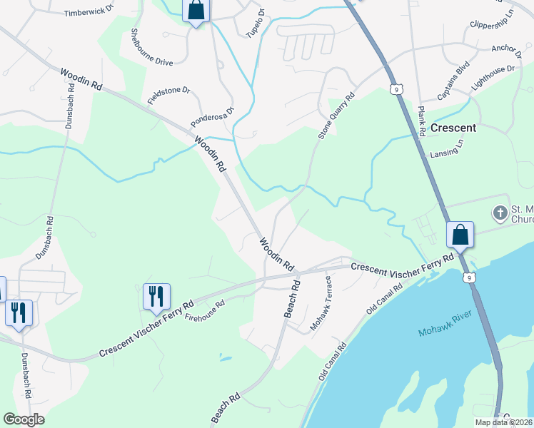 map of restaurants, bars, coffee shops, grocery stores, and more near 13 Woodin Road in Saratoga County