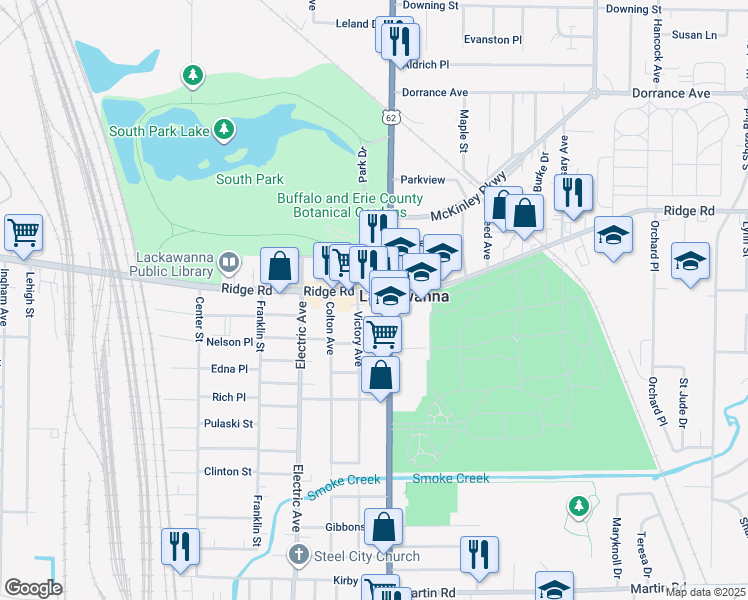 map of restaurants, bars, coffee shops, grocery stores, and more near 26 Victory Avenue in Buffalo