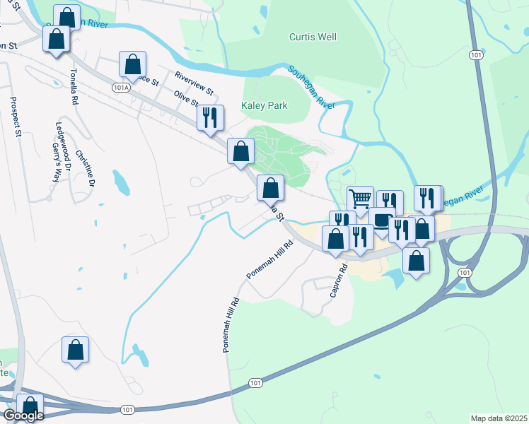 map of restaurants, bars, coffee shops, grocery stores, and more near 25 Medlyn Street in Milford