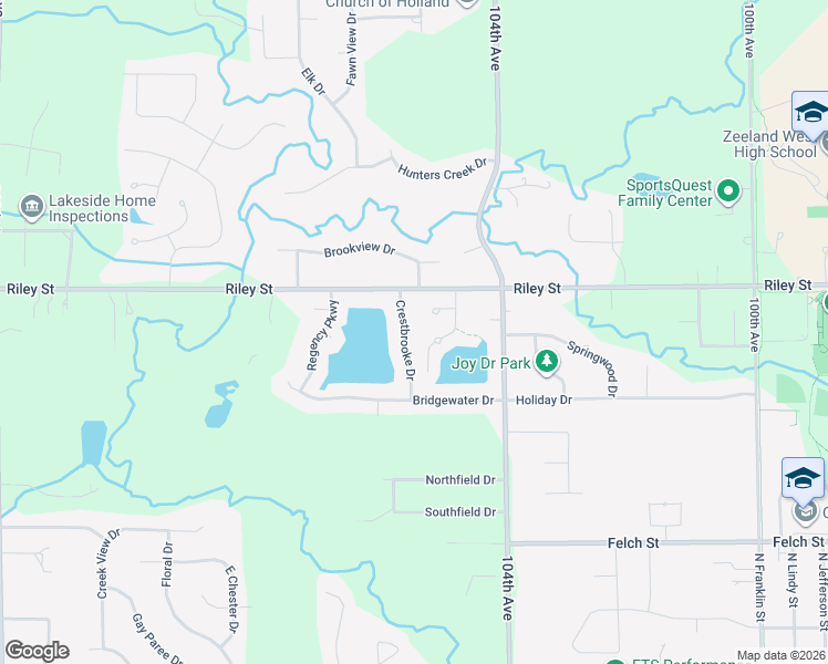 map of restaurants, bars, coffee shops, grocery stores, and more near 3099 Crestbrooke Drive in Zeeland