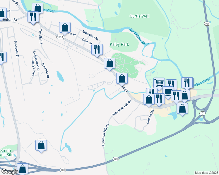 map of restaurants, bars, coffee shops, grocery stores, and more near 25 Medlyn Street in Milford