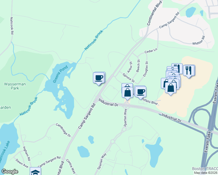 map of restaurants, bars, coffee shops, grocery stores, and more near 2 Lexington Court in Merrimack