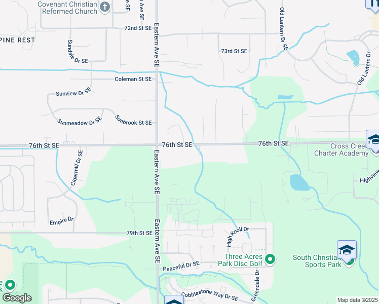 map of restaurants, bars, coffee shops, grocery stores, and more near 935 76th Street Southeast in Byron Center