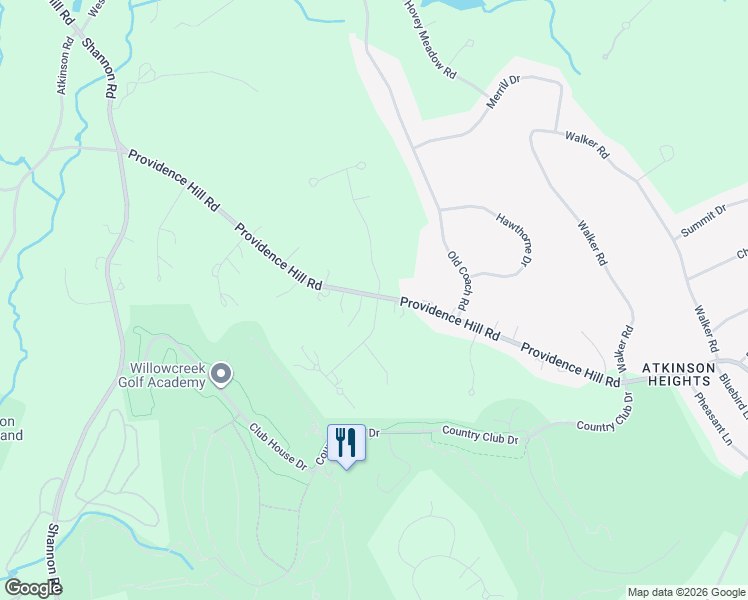 map of restaurants, bars, coffee shops, grocery stores, and more near 2 Windmill Lane in Atkinson