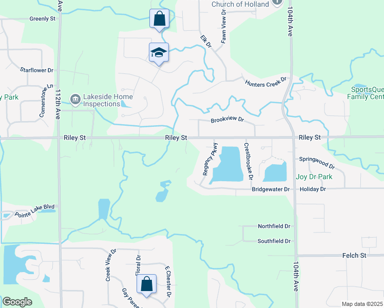 map of restaurants, bars, coffee shops, grocery stores, and more near 10764 Riley Street in Zeeland