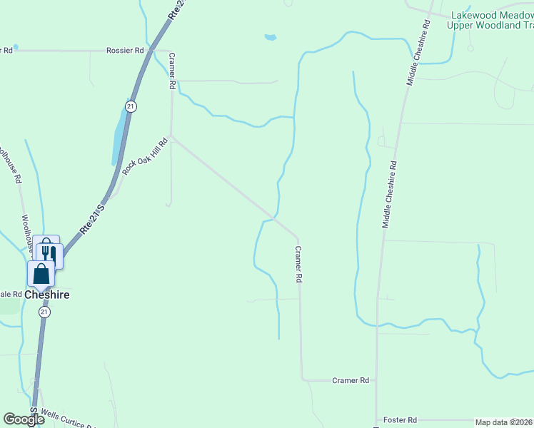 map of restaurants, bars, coffee shops, grocery stores, and more near 5431 Cramer Road in Canandaigua