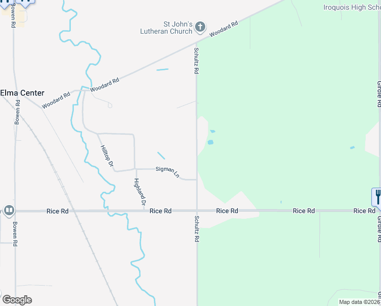map of restaurants, bars, coffee shops, grocery stores, and more near 800 Schultz Road in Elma Center