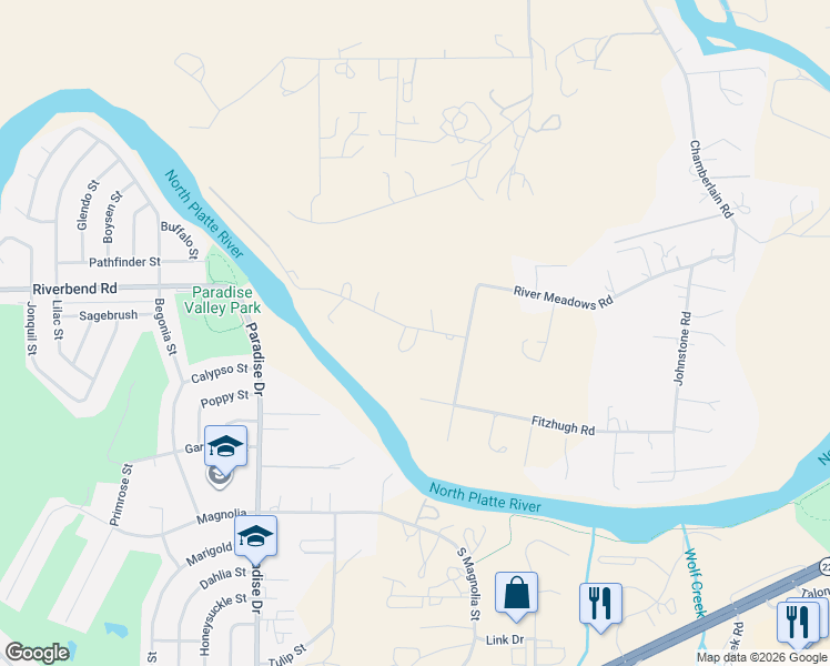 map of restaurants, bars, coffee shops, grocery stores, and more near in Casper