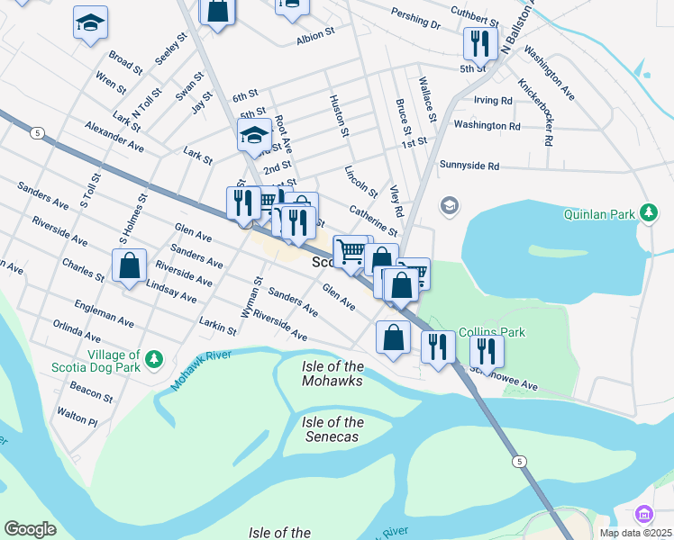 map of restaurants, bars, coffee shops, grocery stores, and more near 138 Mohawk Avenue in Scotia