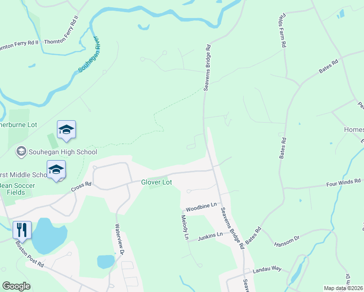 map of restaurants, bars, coffee shops, grocery stores, and more near 5 Elizabeth Court in Amherst