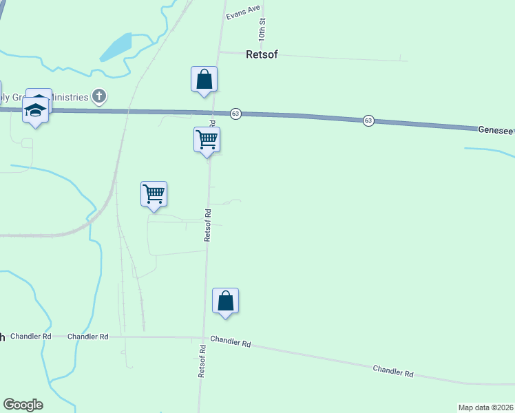 map of restaurants, bars, coffee shops, grocery stores, and more near 3803 Retsof Rd in Piffard