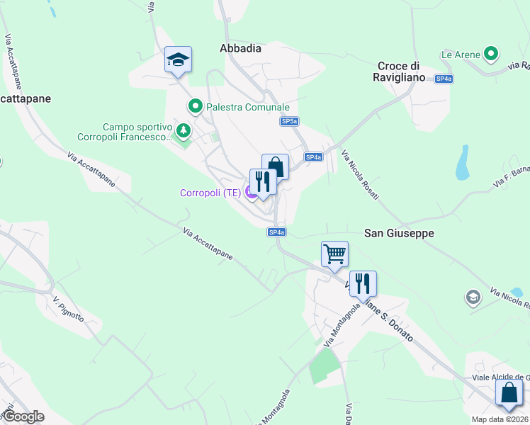 map of restaurants, bars, coffee shops, grocery stores, and more near 46 Via della Vittoria in Corropoli