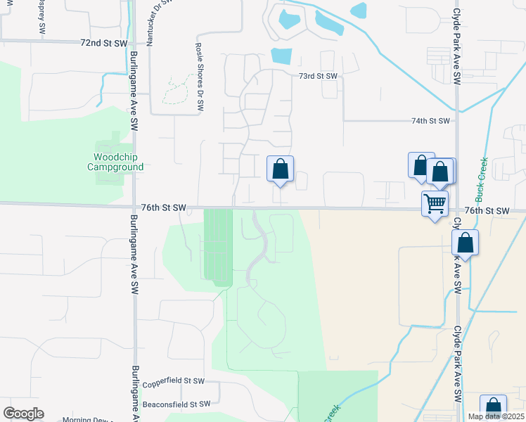 map of restaurants, bars, coffee shops, grocery stores, and more near 1280 76th Street Southwest in Byron Center