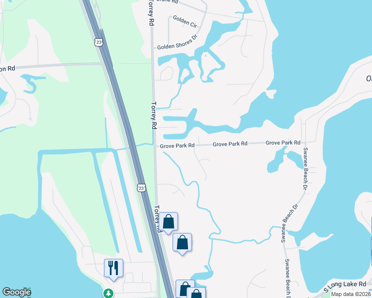 map of restaurants, bars, coffee shops, grocery stores, and more near 2457 Grove Park Road in Fenton