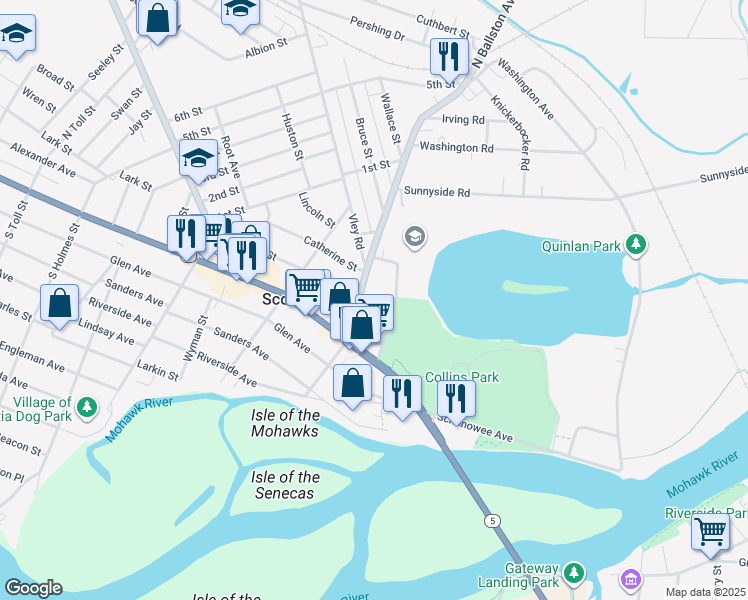 map of restaurants, bars, coffee shops, grocery stores, and more near 10 James Street in Scotia