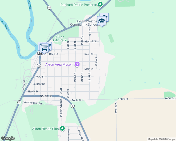 map of restaurants, bars, coffee shops, grocery stores, and more near 750 Main Street in Akron