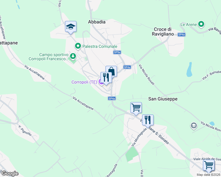 map of restaurants, bars, coffee shops, grocery stores, and more near 46 Via della Vittoria in Corropoli