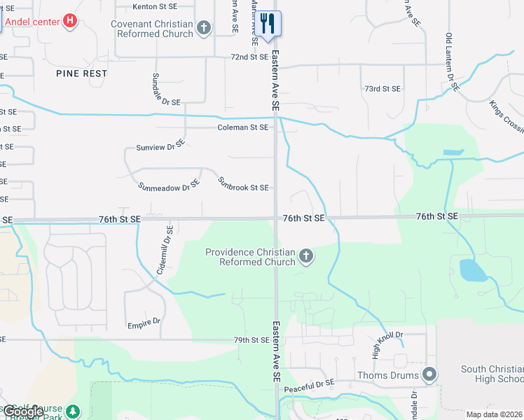map of restaurants, bars, coffee shops, grocery stores, and more near 731 76th Street Southeast in Grand Rapids