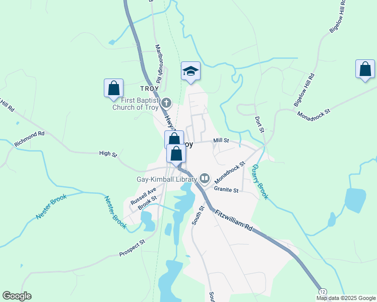 map of restaurants, bars, coffee shops, grocery stores, and more near in Troy