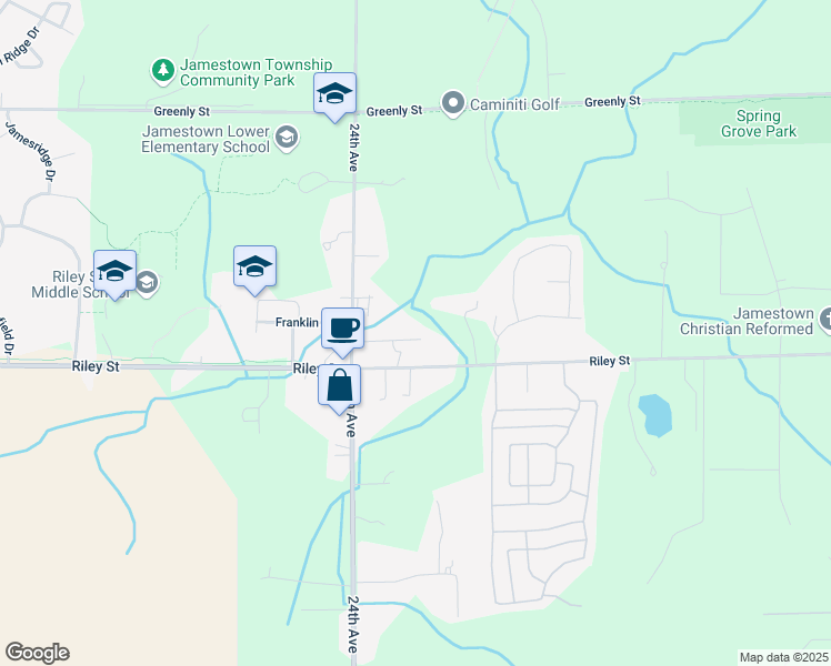 map of restaurants, bars, coffee shops, grocery stores, and more near 2335 Riley Court in Hudsonville