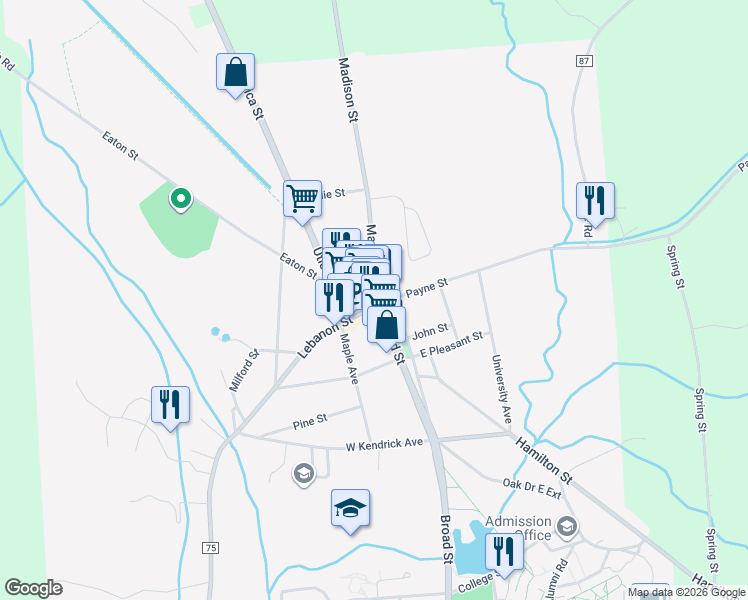 map of restaurants, bars, coffee shops, grocery stores, and more near 2422 New York 12B in Hamilton