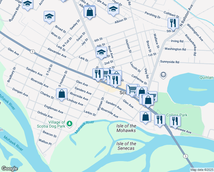 map of restaurants, bars, coffee shops, grocery stores, and more near 218 Glen Avenue in Scotia