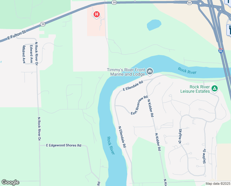 map of restaurants, bars, coffee shops, grocery stores, and more near 10551 North Ellendale Road in Edgerton